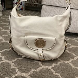 MICHAEL KORS FULTON WHITE VANILLA PEBBLED LEATHER HOBO,SATCHEL,SHOULDER BAG